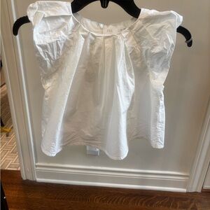 Zara White Flutter Sleeve Blouse